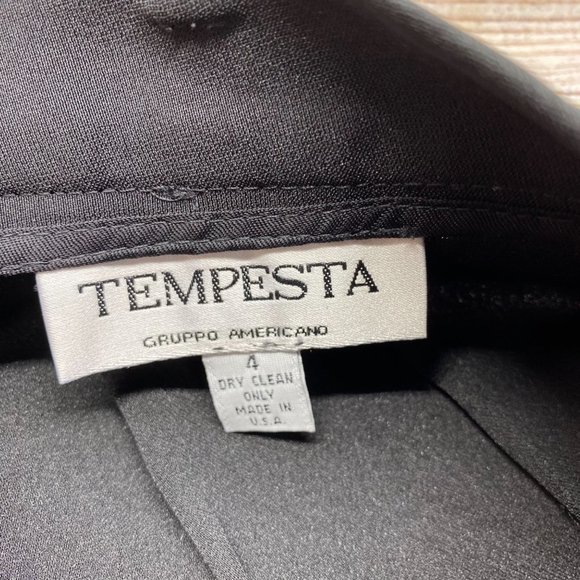 TEMPESTA Black Dressy Tuxedo Slacks Puddle Pants 4 - Picture 9 of 14
